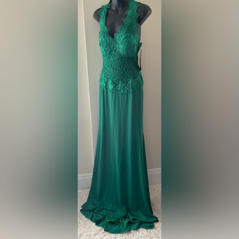 May Queen Green Lace Halter Gown Size 8